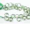 Natural Green Amethyst Faceted Briolettes Heart Drop Beads Strand Length 6.5 Inches and Size 11mm approx.